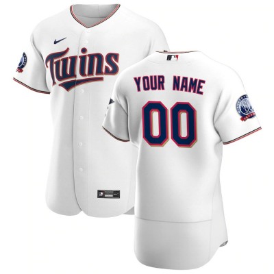 Minnesota Twins Custom Men's Nike White Home 2020 60th Season Authentic Team MLB Jersey